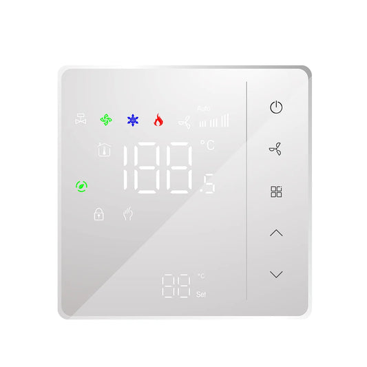 24V 220V NC/NO Valve 3-Speed Touch Screen Thermostat for Temperature Control Fan Coil Unit Work with Duct System