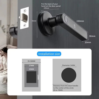 Serrure de porte intelligente Bluetooth Tuya App avec empreinte digitale, mot de passe, clé mécanique, déverrouillage NFC pour poignée de porte en bois, étanche IP65