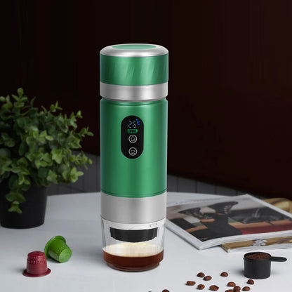 Machine à café expresso portable auto-chauffante avec écran LED, mini-machine à café chaud et froid alimentée par batterie, pour la maison, le bureau et les voyages