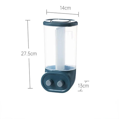 Wall Mounted Cereals Dispenser Kitchen Food Storage Containers Rice Grains Dispenser Transparent Separate Sealed Storage Jars