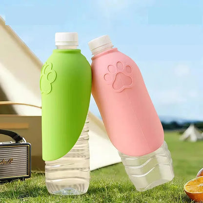 Universal Foldable Pet Water Dispenser, Portable Outdoor Dog Cat Drinking Cup with Interchangeable Water Bottle