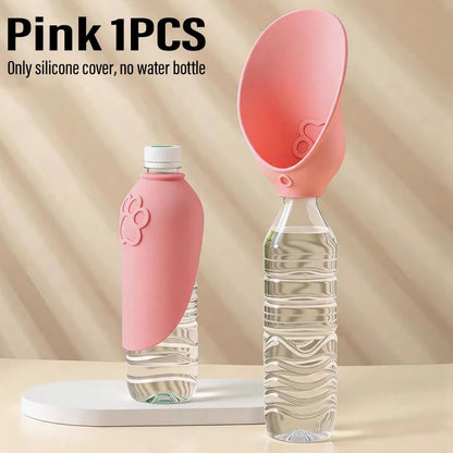 Universal Foldable Pet Water Dispenser, Portable Outdoor Dog Cat Drinking Cup with Interchangeable Water Bottle