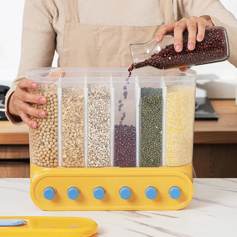 Wall Mounted Cereals Dispenser Kitchen Food Storage Containers Rice Grains Dispenser Transparent Separate Sealed Storage Jars