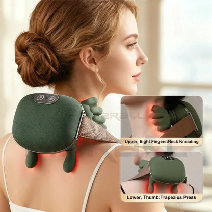 Masseur bionique pour le cou, les cervicales, les épaules - Masseur électrique pour le dos, relaxation musculaire profonde, machine de pétrissage léger pour la colonne vertébrale