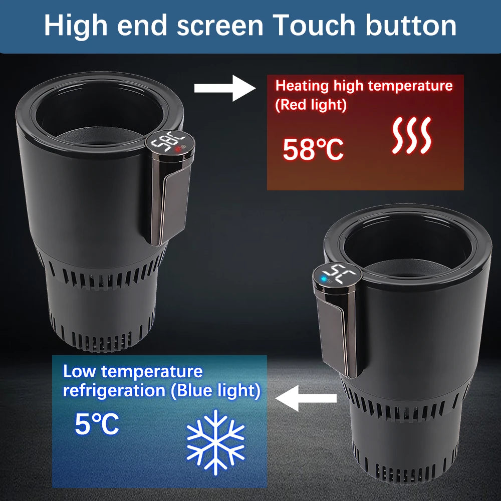 Car Cooling Heating Cup Holder Temperature Display DC 12V Refrigeration Kettle Heat Preservation Smart Cup Water Warmer Bottle