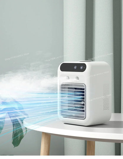 Household mini air cooler Household office humidification spray desktop small fan