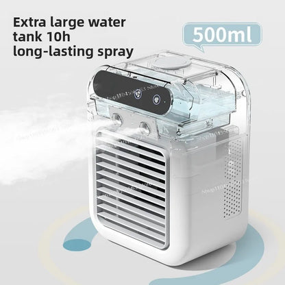Household mini air cooler Household office humidification spray desktop small fan