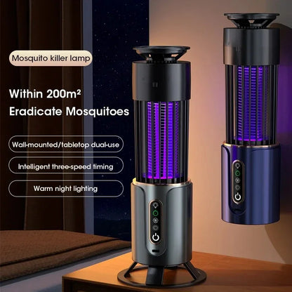 Mosquito Killer Lamp 2-in-1 Anti-Mosquito Lamp Electronic Mosquito Zapper Rechargeable Mosquito Repellent 3-level Timing Mode