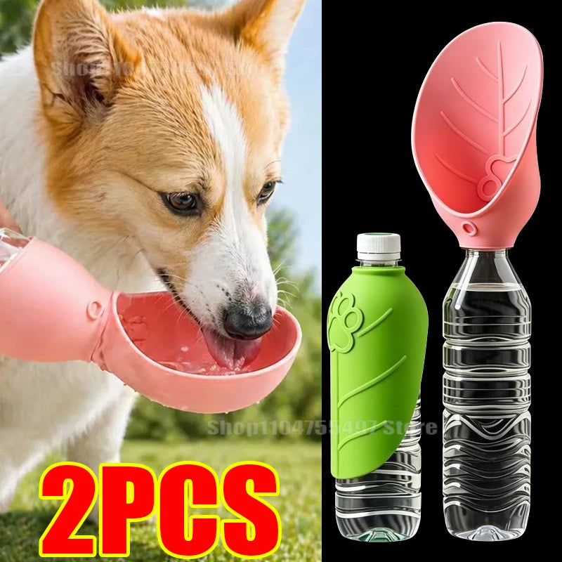 Universal Foldable Pet Water Dispenser, Portable Outdoor Dog Cat Drinking Cup with Interchangeable Water Bottle