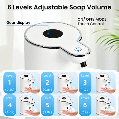 380ML Touchless HD Display 6-Levels Adjustable Foam/Liquid Control Automatic Smart Sensor Soap Dispenser Portable Shampoo Bottle