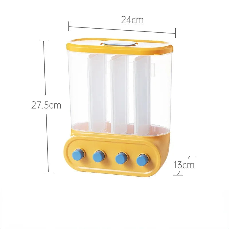 Wall Mounted Cereals Dispenser Kitchen Food Storage Containers Rice Grains Dispenser Transparent Separate Sealed Storage Jars