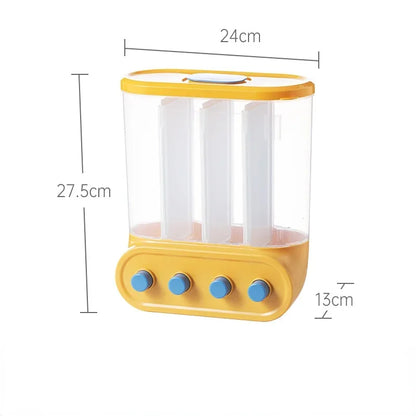 Wall Mounted Cereals Dispenser Kitchen Food Storage Containers Rice Grains Dispenser Transparent Separate Sealed Storage Jars
