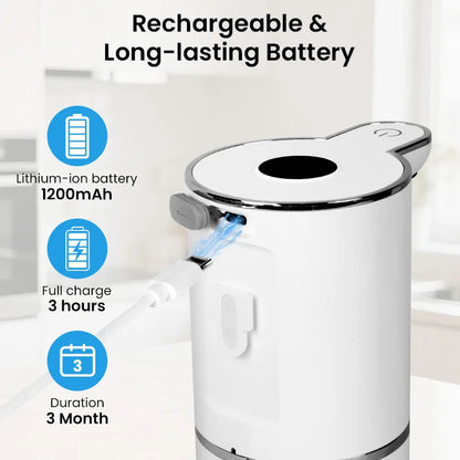 380ML Touchless HD Display 6-Levels Adjustable Foam/Liquid Control Automatic Smart Sensor Soap Dispenser Portable Shampoo Bottle
