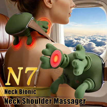 Masseur bionique pour le cou, les cervicales, les épaules - Masseur électrique pour le dos, relaxation musculaire profonde, machine de pétrissage léger pour la colonne vertébrale