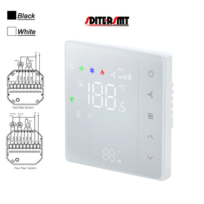 24V 220V NC/NO Valve 3-Speed Touch Screen Thermostat for Temperature Control Fan Coil Unit Work with Duct System