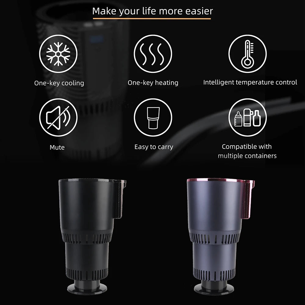 Car Cooling Heating Cup Holder Temperature Display DC 12V Refrigeration Kettle Heat Preservation Smart Cup Water Warmer Bottle