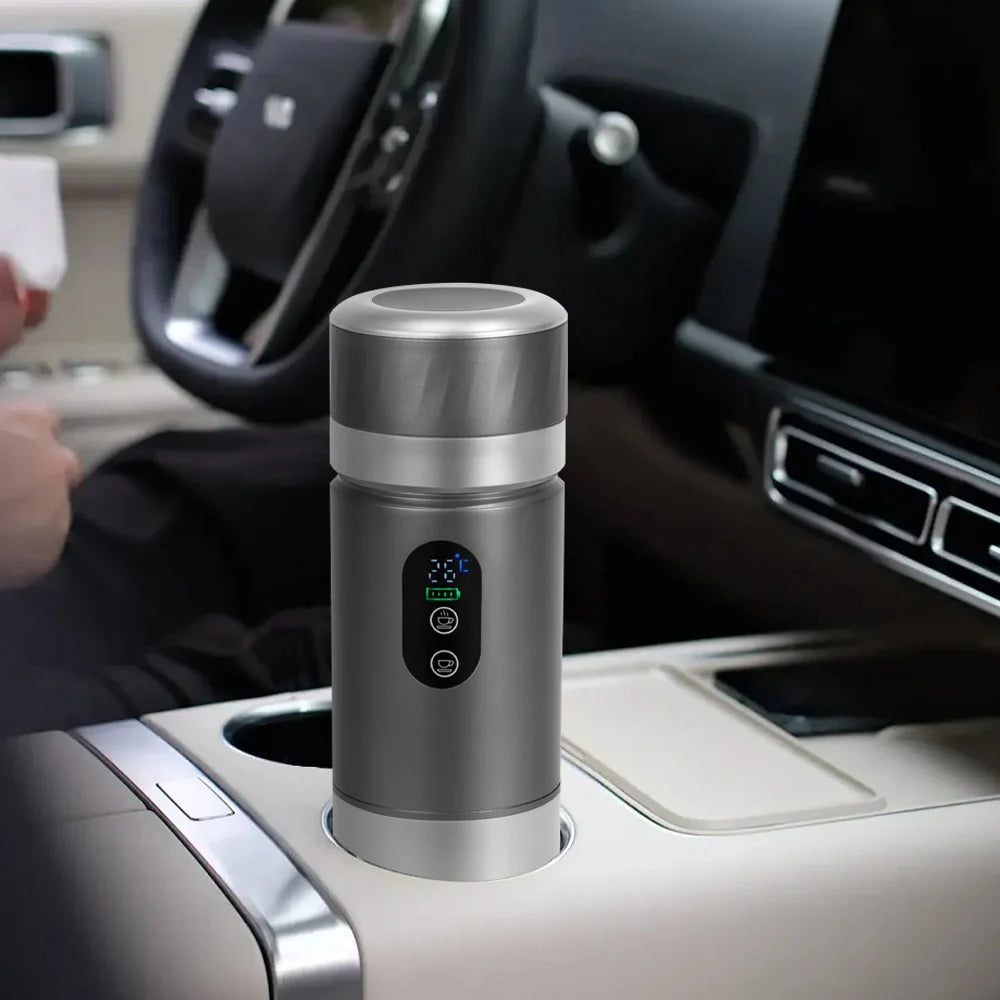 Machine à café expresso portable auto-chauffante avec écran LED, mini-machine à café chaud et froid alimentée par batterie, pour la maison, le bureau et les voyages