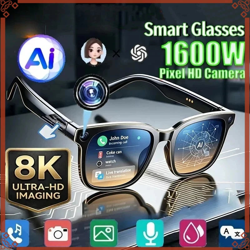 2026 KI-Smartbrille 8K Fernbedienung Touch Fotokamera Aufnahme Sprachassistent Übersetzer Drahtlose Bluetooth Sonnenbrille