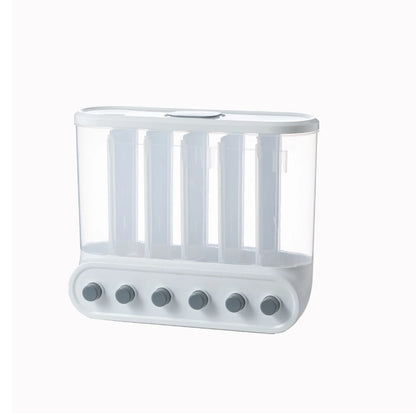 Wall Mounted Cereals Dispenser Kitchen Food Storage Containers Rice Grains Dispenser Transparent Separate Sealed Storage Jars