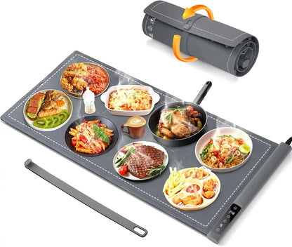 Extra Large 36"x16" Electric Warming Mat for Buffets, 9 Temp Settings & 6H Timer, Portable Food Warmer