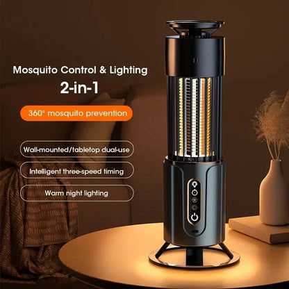 Mosquito Killer Lamp 2-in-1 Anti-Mosquito Lamp Electronic Mosquito Zapper Rechargeable Mosquito Repellent 3-level Timing Mode
