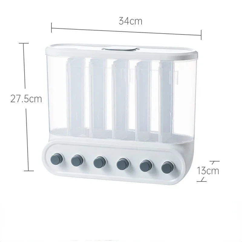 Wall Mounted Cereals Dispenser Kitchen Food Storage Containers Rice Grains Dispenser Transparent Separate Sealed Storage Jars