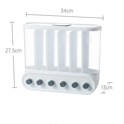 Wall Mounted Cereals Dispenser Kitchen Food Storage Containers Rice Grains Dispenser Transparent Separate Sealed Storage Jars