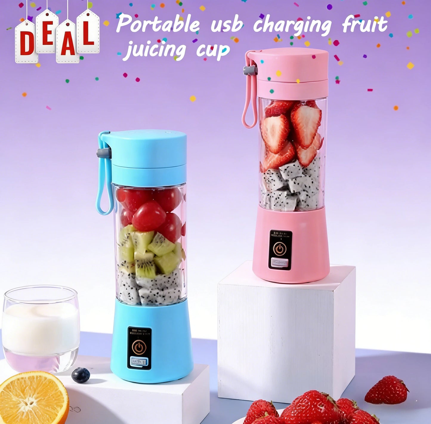 USB Aufladbare Elektrische Entsafter Tasse 6 Klingen Mini Tragbarer Mixer Fruchtsaftpresse Für Zuhause Reisen