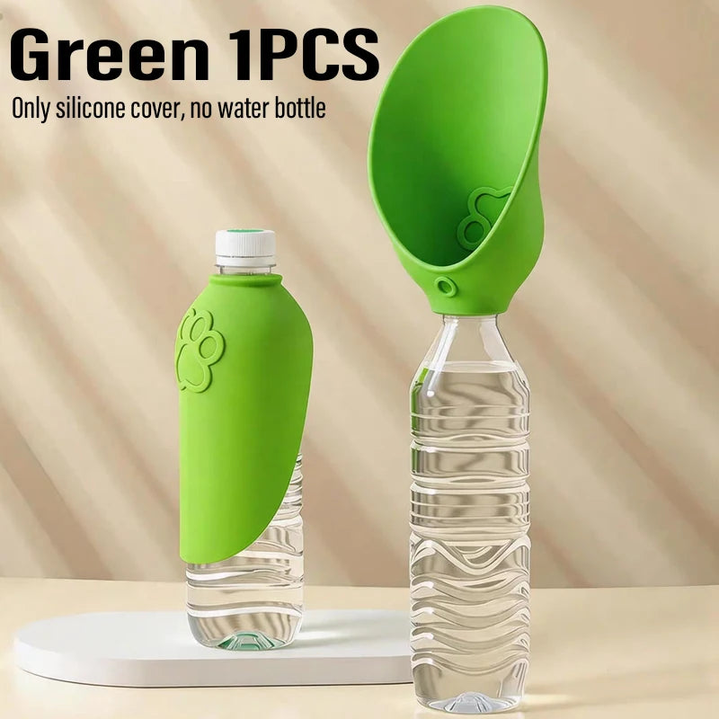 Universal Foldable Pet Water Dispenser, Portable Outdoor Dog Cat Drinking Cup with Interchangeable Water Bottle