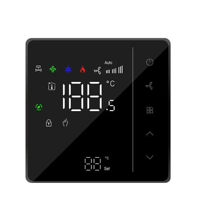 24V 220V NC/NO Valve 3-Speed Touch Screen Thermostat for Temperature Control Fan Coil Unit Work with Duct System