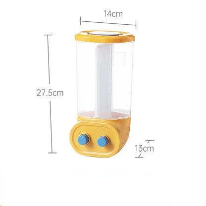 Wall Mounted Cereals Dispenser Kitchen Food Storage Containers Rice Grains Dispenser Transparent Separate Sealed Storage Jars