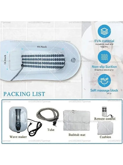Non-Slip Bath Mat Wireless Remote Bubble Spa Machine Full Body Massage And Relaxation