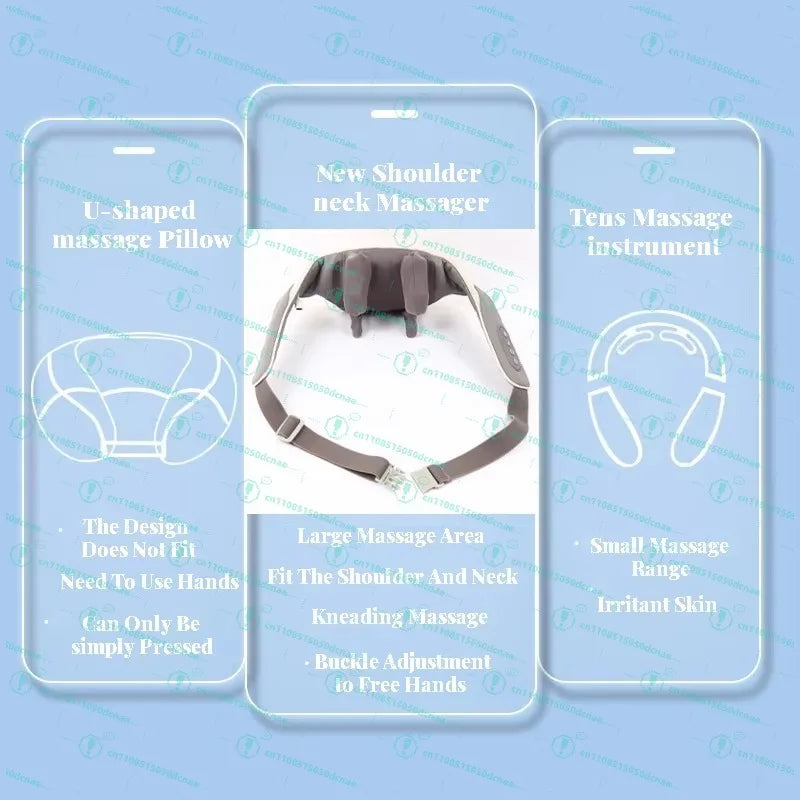 Intelligent Cordless Neck Massager Pain Relief Deep Tissue 3D Kneading Pillow Vibration Shiatsu Back Neck and Shoulder Massage