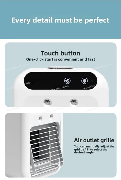 Household mini air cooler Household office humidification spray desktop small fan