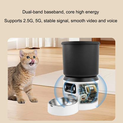 4L Automatischer Futterautomat mit Kamera für Katzen und Hunde, intelligenter Timer, Futterspender (ohne Stecker)