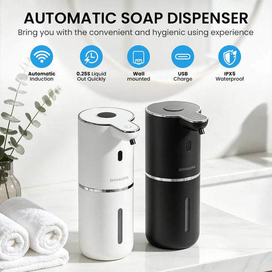 380ML Touchless HD Display 6-Levels Adjustable Foam/Liquid Control Automatic Smart Sensor Soap Dispenser Portable Shampoo Bottle