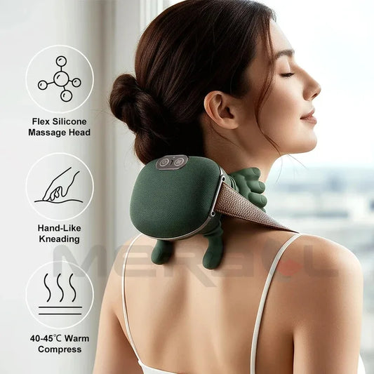 Bionic Massager for Neck Cervical Shoulders Massager Electric Back Deep Muscle Relaxation Machine Kneading Spine light