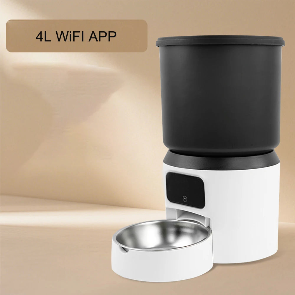 4L Automatischer Futterautomat mit Kamera für Katzen und Hunde, intelligenter Timer, Futterspender (ohne Stecker)